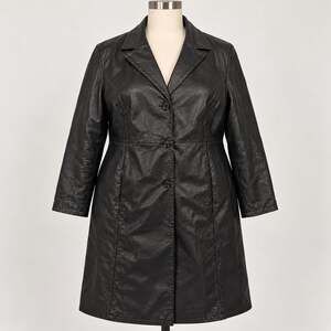 John Paul Richard Black Genuine Leather Coat Women 22 Plus Size Y2K